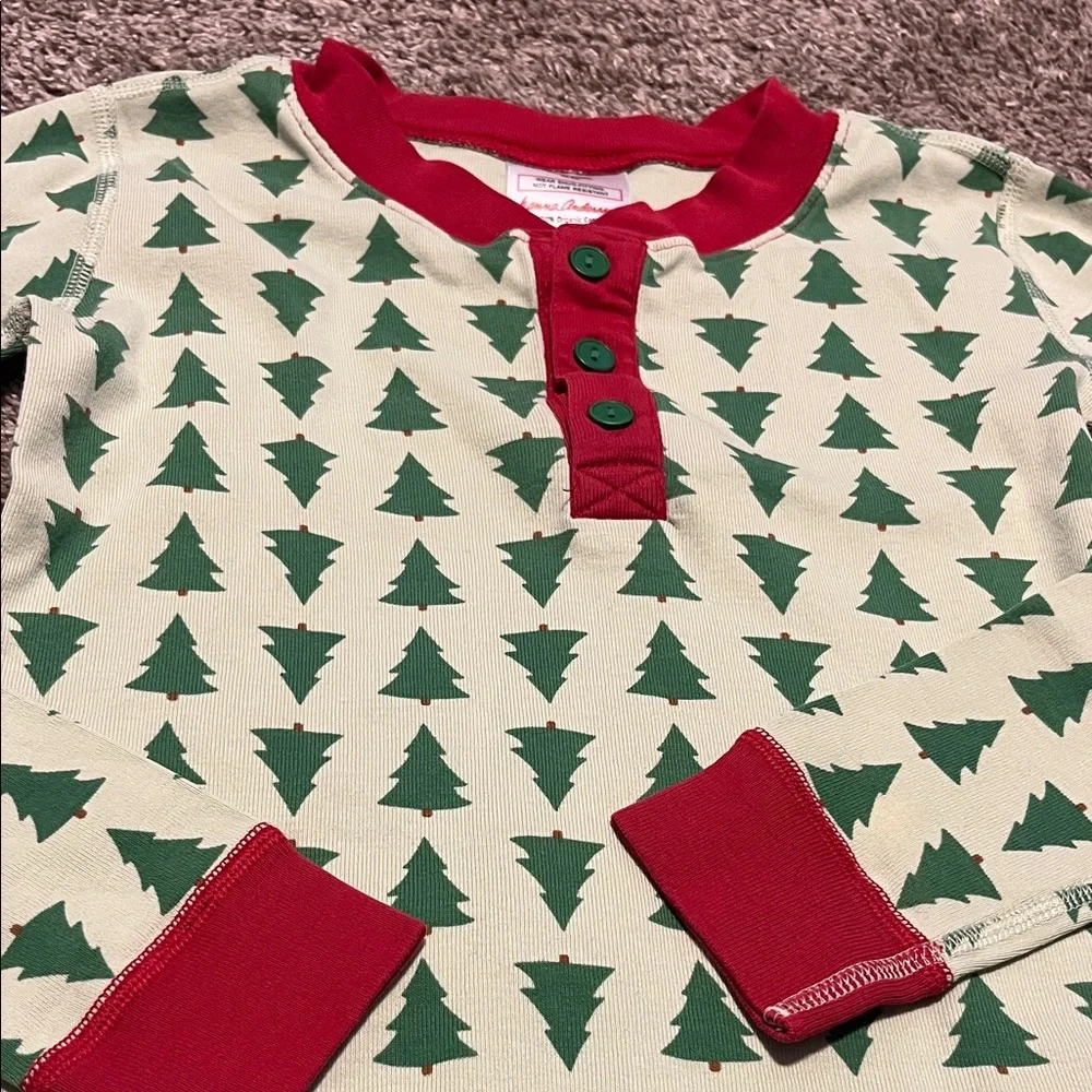 Hanna Andersson Boys Christmas‎ Tree Long Sleeve Pajama Top Size 10